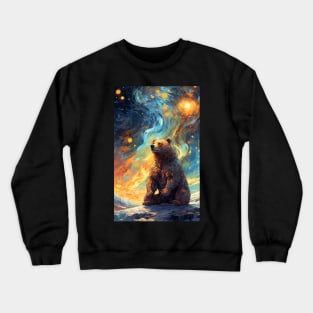 Bear in Van Gogh style Crewneck Sweatshirt